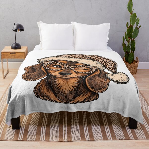 Item preview, Christmas Dachshund with Leopard Hat and Glasses designed and sold by HuserPiri.