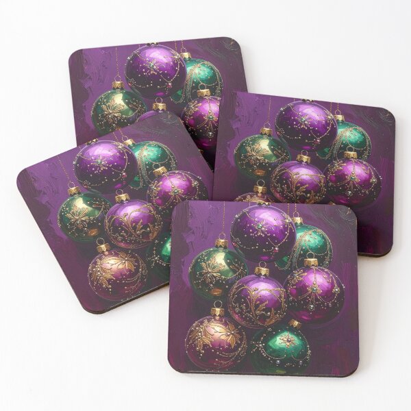 Item preview, Jeweled Christmas Ornaments in Plum, Emerald and Gold designed and sold by icemanphotos.