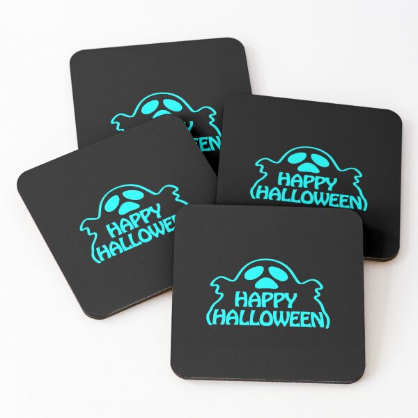 Item preview, Cyan Surprised Ghost Happy Halloween Text Design designed and sold by pattern-archive.