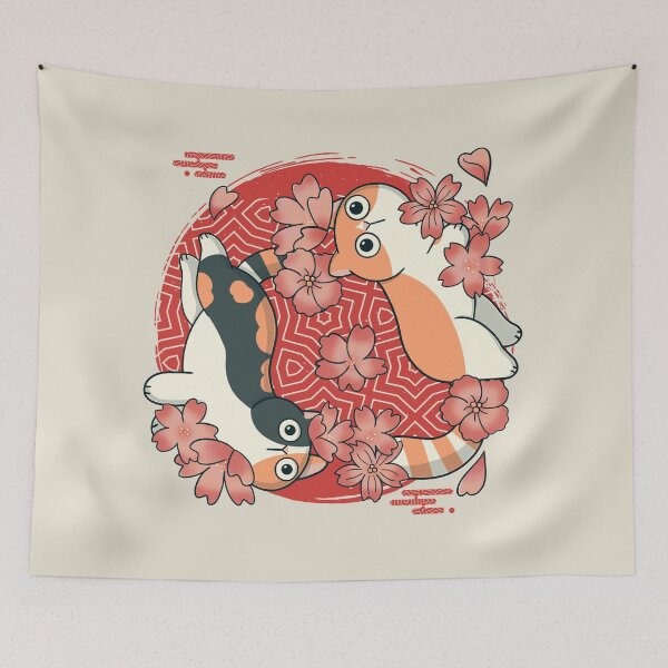 Item preview, Kawaii Koi Cats – Japanese Inspired Cat Illustration designed and sold by Freecheese.