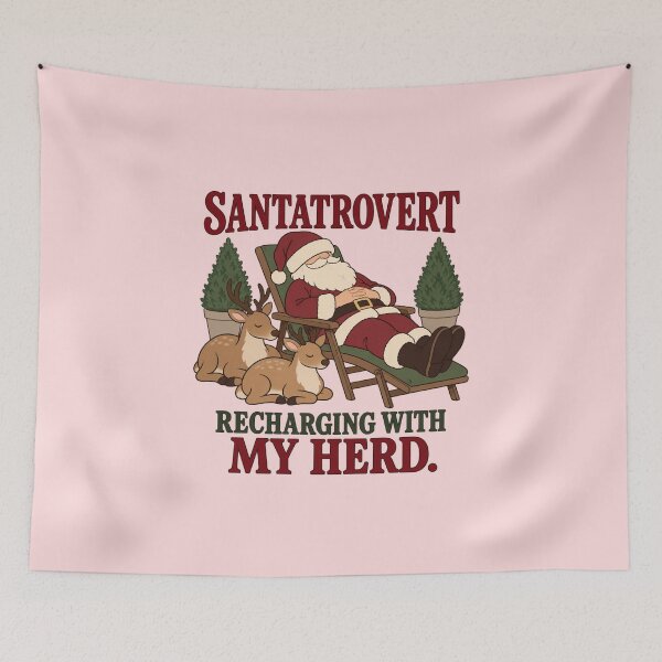 Item preview, Santatrovert Napping Santa and Reindeer for Introverts Who Need a Peaceful Christmas Break designed and sold by Im-Ara.