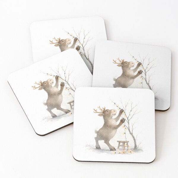 Item preview, Reindeer Hanging Fairy Lights Watercolor designed and sold by DoodleMenagerie.