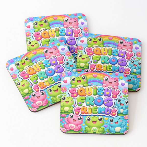 Item preview, Squishy Frog Friends Cute Kawaii Frogs Rainbow Flowers Peace Signs designed and sold by Uniquememorable.