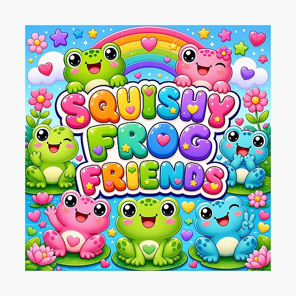 Item preview, Squishy Frog Friends Cute Kawaii Frogs Rainbow Flowers Peace Signs designed and sold by Uniquememorable.