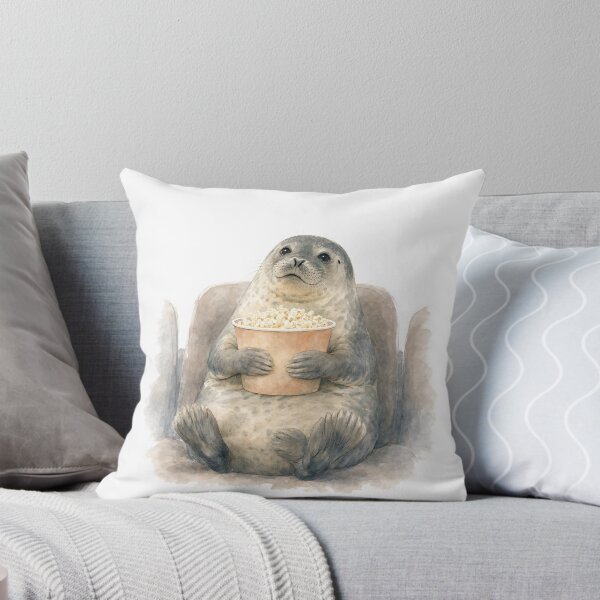 Item preview, Seal Cinema Popcorn Night Watercolor designed and sold by DoodleMenagerie.