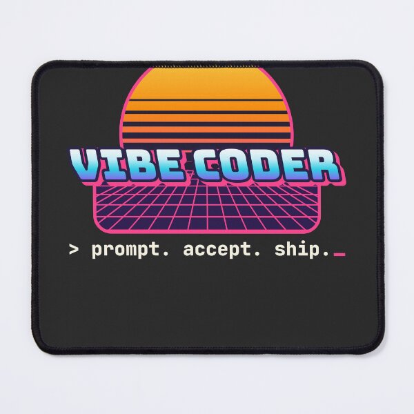 Item preview, Vibe Coder Retro Synthwave Sunset – AI Coding Sticker & Shirt for Developers designed and sold by Stick Erify.
