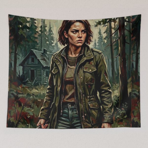 Item preview, Forest Survival Hunt Final Girl Fine Art Tribute designed and sold by Art's Diner.