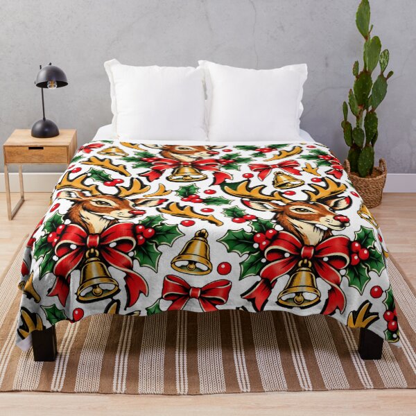 Item preview, Christmas Reindeer with Bell – Traditional Tattoo Style designed and sold by MetaModel Editions.