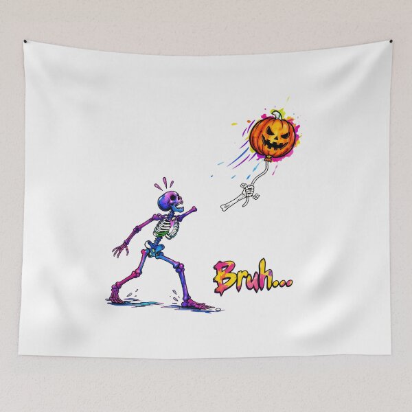 Item preview, Skeleton Bruh Halloween Pumpkin Balloon Art designed and sold by GiaoCalonas.
