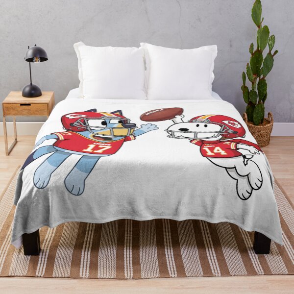 Item preview, Bluey And Snoopy Kansas City Chiefs Football Catch Game Day designed and sold by DamianRoy88.