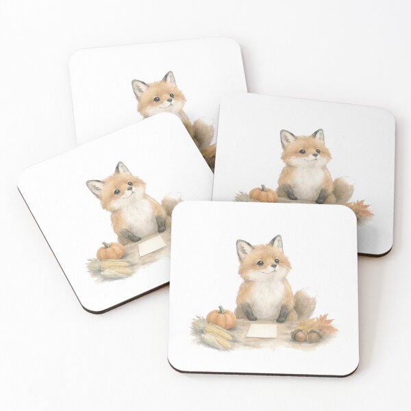 Item preview, Fox Gratitude Harvest Table Watercolor designed and sold by DoodleMenagerie.