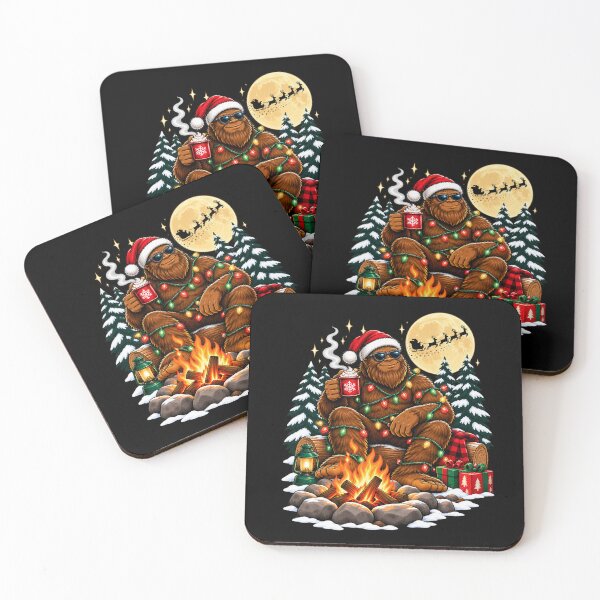 Item preview, Bigfoot Camping Christmas Sasquatch Drinking Coffee Campfire designed and sold by HalloweenGift.