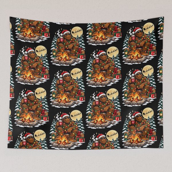 Item preview, Bigfoot Camping Christmas Sasquatch Drinking Coffee Campfire designed and sold by HalloweenGift.