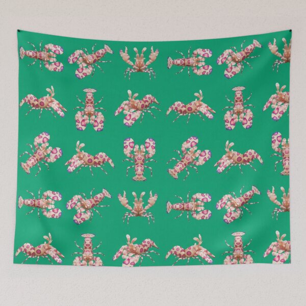 Item preview, Harlequin Shrimp – Tossed Reef Pattern on Emerald Green designed and sold by Helt-enkelt.