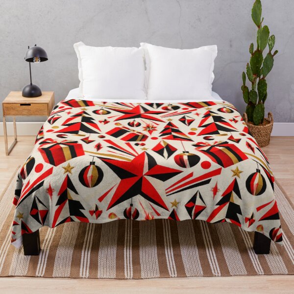 Item preview, Constructivist Christmas – Red Black and Gold Geometric Holiday Pattern designed and sold by MetaModel Editions.