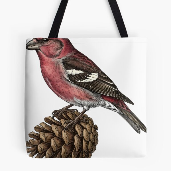 Item preview, Vintage Naturalist White Winged Crossbill - Antique Bird Art designed and sold by Catch333.