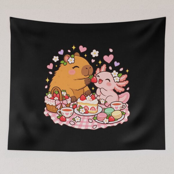Item preview, Funny Ornate Heraldic Club Crest cute capybara axolotl boba designed and sold by adiencarteras.