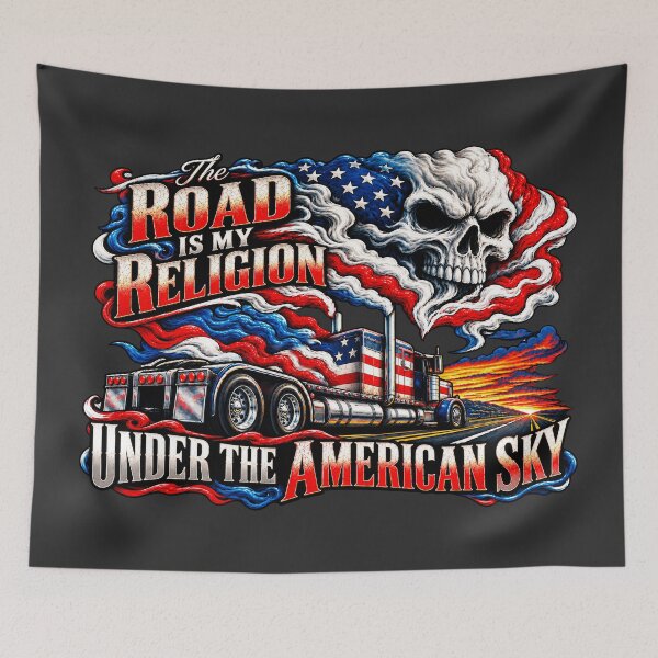 Item preview, The Road Is My Religion & Skull Trucker designed and sold by NomadForge.