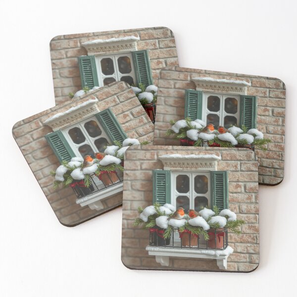 Item preview, Christmas Robins Snowy Window Box Brick Wall Art designed and sold by @SHINTOSARTSTORE.