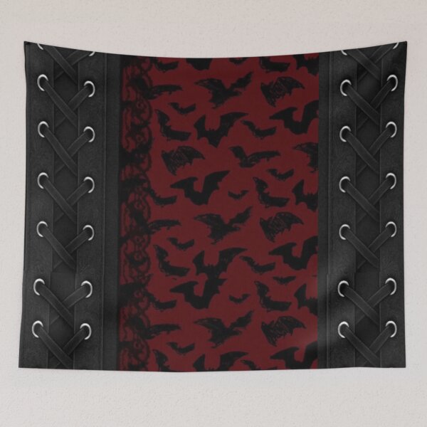 Item preview, Vampire Goth Corset Lace Up Bats Whimsigoth Aesthetic designed and sold by BrontesWhimsyStore.