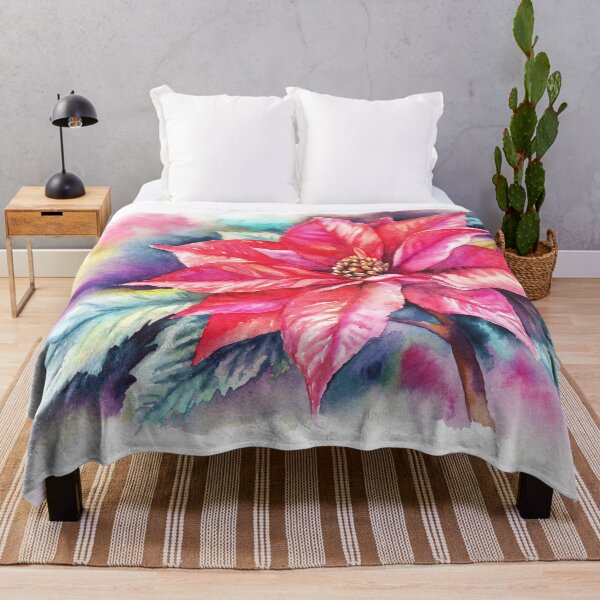 Item preview, Colorful Poinsettia Watercolor – Christmas Botanical Floral Art Print designed and sold by art-tee-ua.
