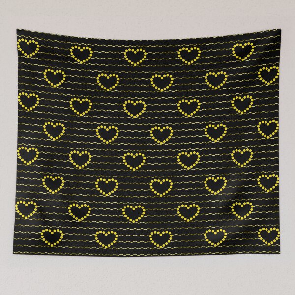 Item preview, Patrón sin costuras de ondas de corazones punteados amarillos - Negro designed and sold by POLKAIWERX.