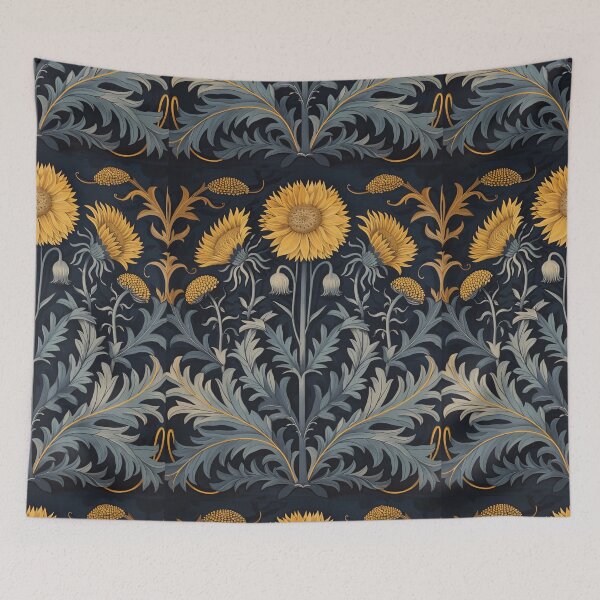 Item preview, Yellow Sunflower painting on dark background, vintage style designed and sold by LeAllureVintage.