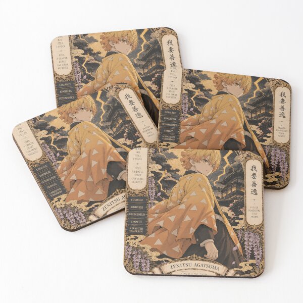 Item preview, Zenitsu Demon Slayer Vintage Ukiyo-e Anime Art designed and sold by OrionInkVault.