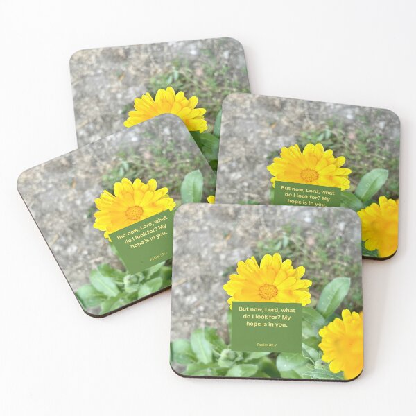 Item preview, Psalm 39:7 yellow flower background  designed and sold by happytraveller1.