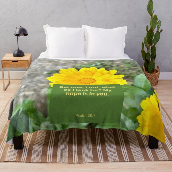 Item preview, Psalm 39:7 yellow flower background designed and sold by happytraveller1.