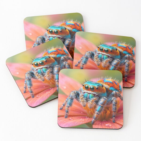 Item preview, colorful jumping spider on a flower designed and sold by TTERRA.