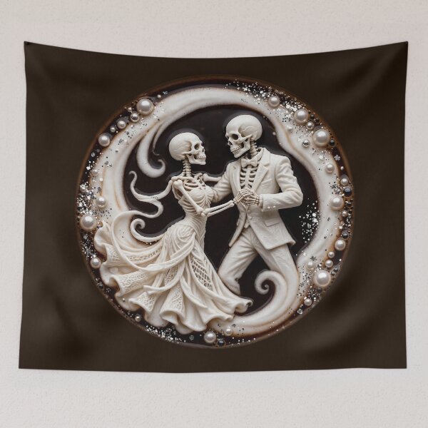 Item preview, Gothic Skeleton Dance Coffee Foam Latte Art Design designed and sold by  One City Two Children Studio.