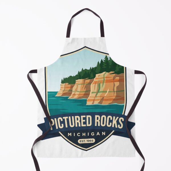 Item preview, Pictured Rocks Michigan Painted Cliffs Shield Badge Sticker designed and sold by DetourDgn.