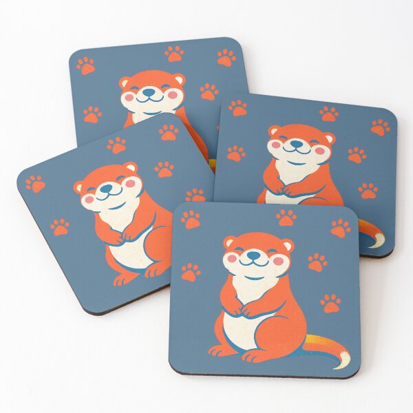 Item preview, Retro Cute Otter with Paw Prints – Vintage Orange Animal Illustration designed and sold by Mousy17.