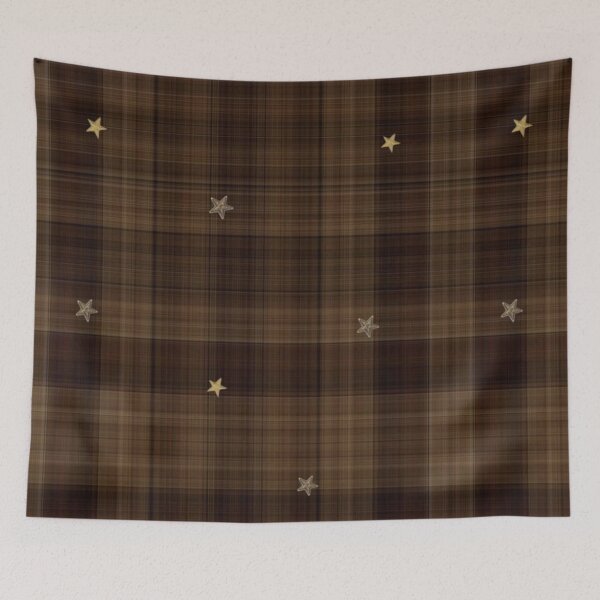 Item preview, Whimsigoth Brown Plaid Celestial Stars Y2K Aesthetic designed and sold by BrontesWhimsyStore.