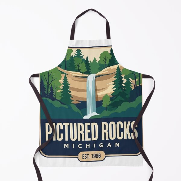 Item preview, Pictured Rocks Michigan Munising Falls Ribbon Badge Sticker designed and sold by DetourDgn.