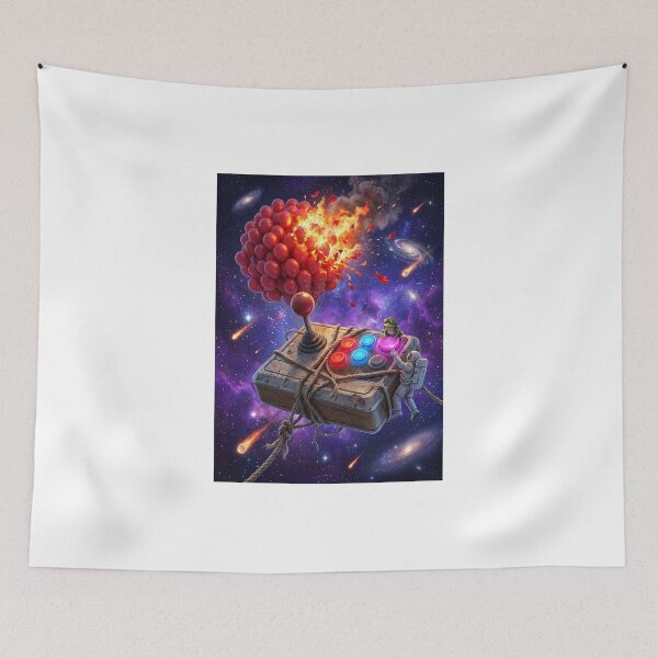 Item preview, Cosmic Arcade Controller Burning Red Balloons Pop Surrealism Art designed and sold by Rain-Road.