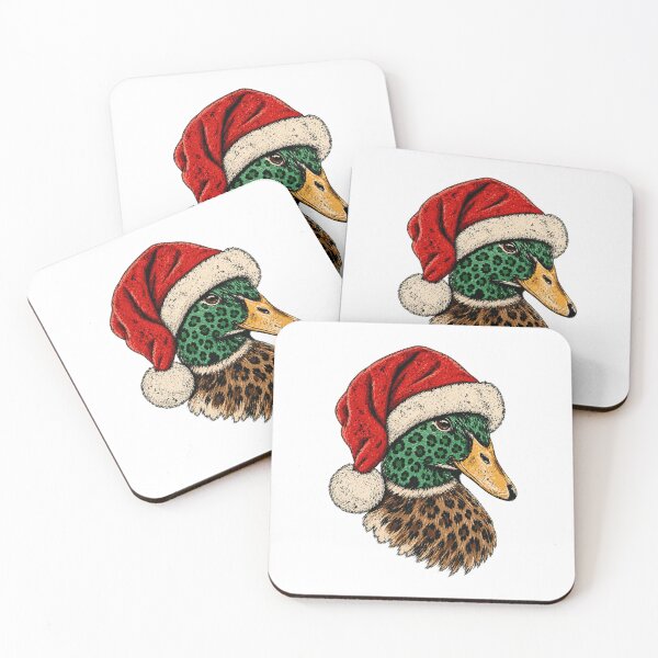 Item preview, Christmas Leopard Print Duck in Santa Hat designed and sold by JolinChinn.