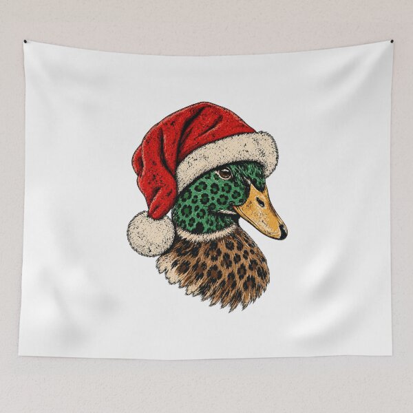 Item preview, Christmas Leopard Print Duck in Santa Hat designed and sold by JolinChinn.