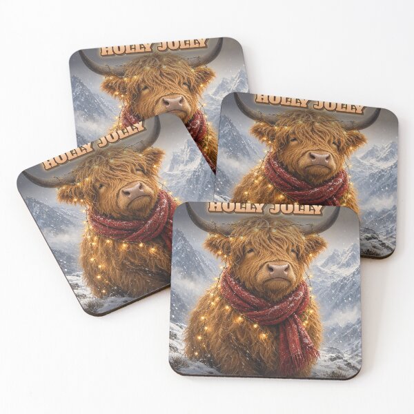 Item preview, Highland Cow Christmas Shirt Holly Jolly Scottish Cow Christmas Lights All Over Print designed and sold by Ember Lane Designs.