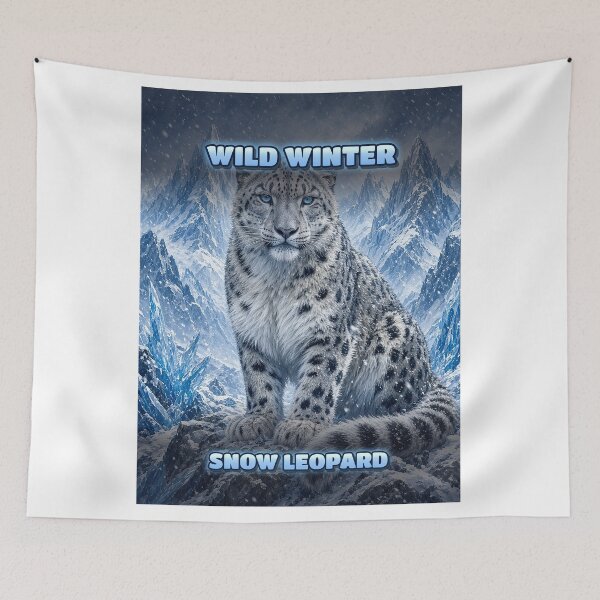 Item preview, Snow Leopard Shirt Icy Blue Winter Big Cat Art All Over Print designed and sold by Ember Lane Designs.