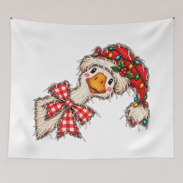 Item preview, Christmas Patchwork Goose with Red Gingham Bow designed and sold by JolinChinn.