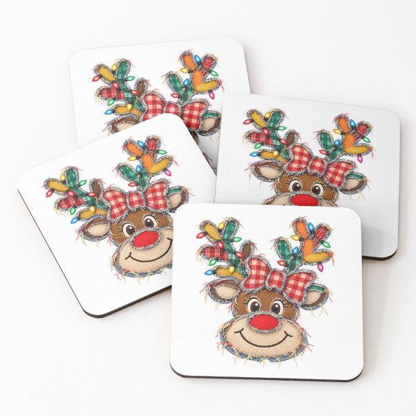 Item preview, Christmas Patchwork Reindeer with Bow and Lights designed and sold by JolinChinn.