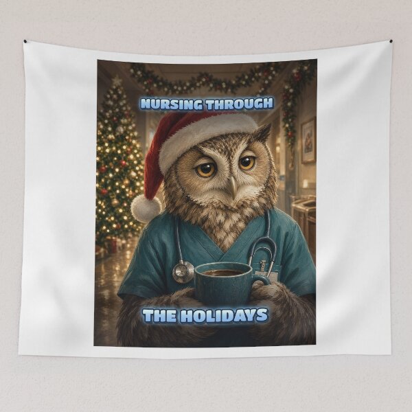 Item preview, Christmas Nurse Shirt Owl Nursing Through the Holidays Funny Nurse Gift All Over Print designed and sold by Ember Lane Designs.