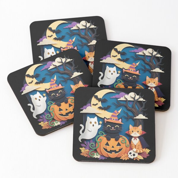 Item preview, Papercraft Halloween Cats Gathering: Witch, Vampire & Ghost Kittens designed and sold by CuteKats.