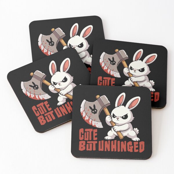Item preview, Cute But Unhinged – Angry Bunny with Bloody Axe designed and sold by Ankarzh.