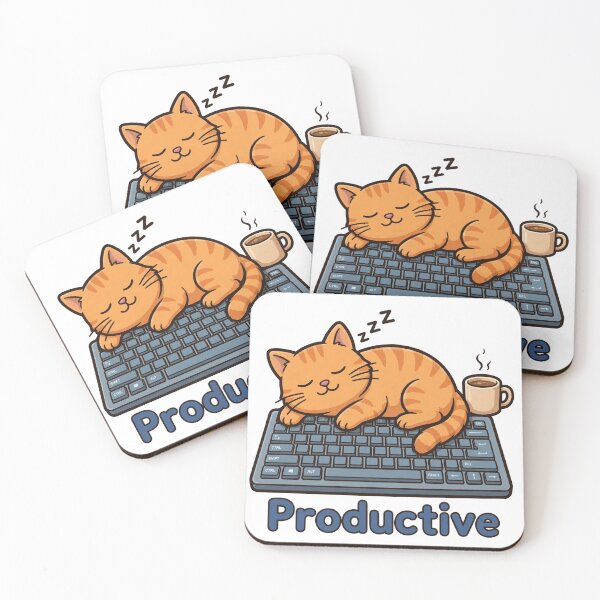 Item preview, Productive Cat Sleeping On Keyboard Funny Office Cat Work Humour designed and sold by Funky Mobile Studio.