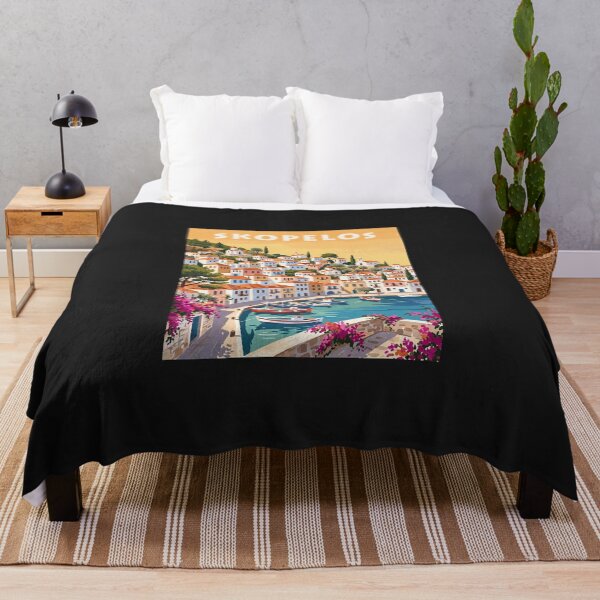 Item preview, Skopelos Town Harbour – Vintage Greek Island Travel Poster designed and sold by Odd World.