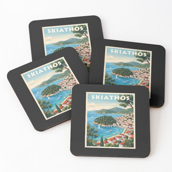 Item preview, Skiathos Bourtzi and Old Town – Vintage Greek Island Travel Poster designed and sold by Odd World.
