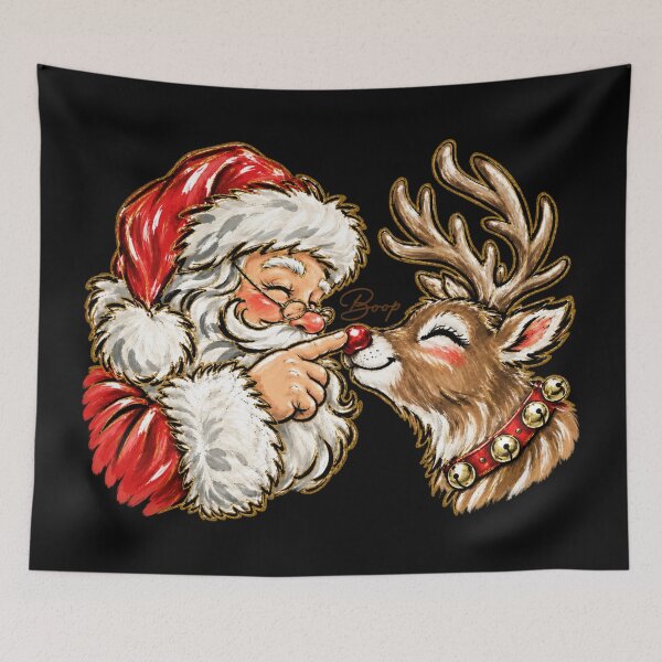 Item preview, Christmas Santa Booping a Reindeer Nose designed and sold by Jone Cham.